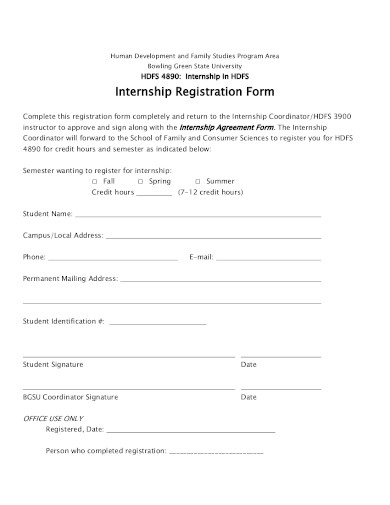 10+ Internship Registration Form Templates in PDF