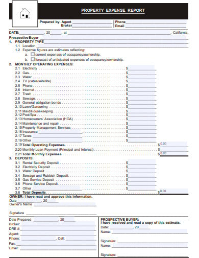 printable property expense report