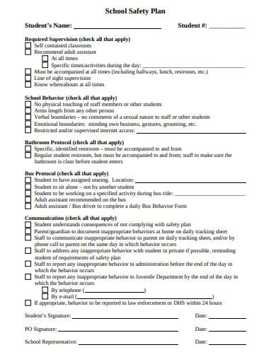 Printable Safety Plan Template For Students Printable Templates Free