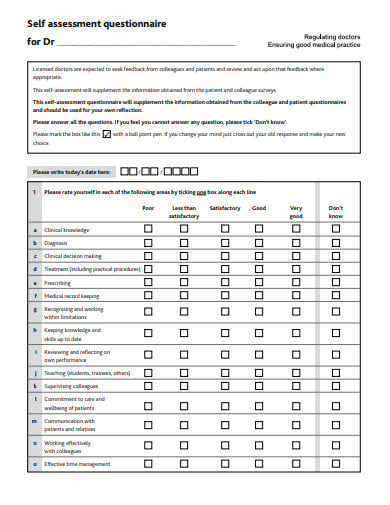 printable self assessment questionnaire in pdf