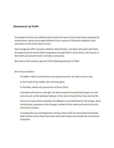 personal statement of faith for job application