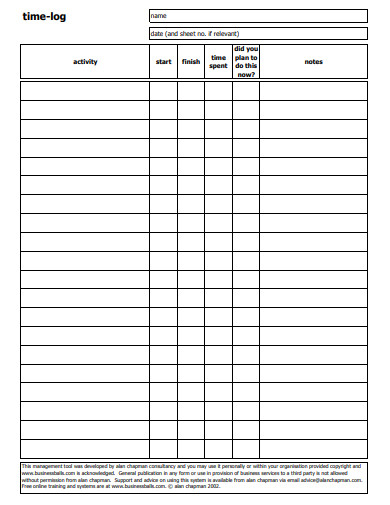 Free 5+ Time Management Log Templates In Pdf 