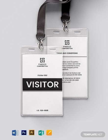 8+ Visitor ID Card Templates - Illustrator, MS Word, Pages, Photoshop ...