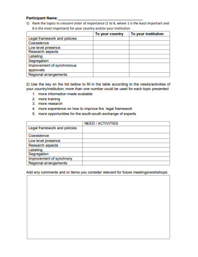 printable workshop evaluation questionnaire