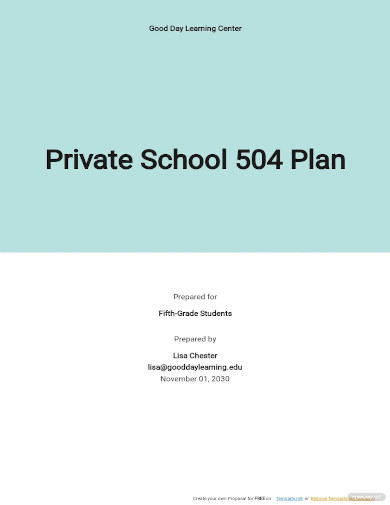 private school 504 plan template
