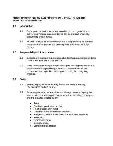 6+ Charity Procurement Policy Templates in PDF | DOC