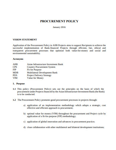 6+ Charity Procurement Policy Templates In Pdf 