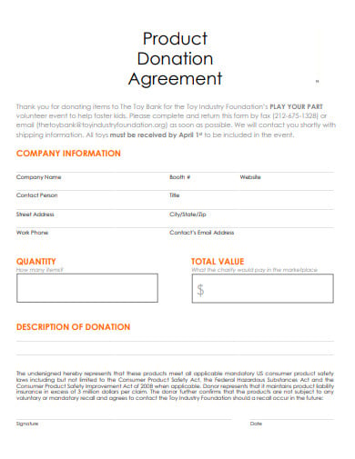 product donation agreement