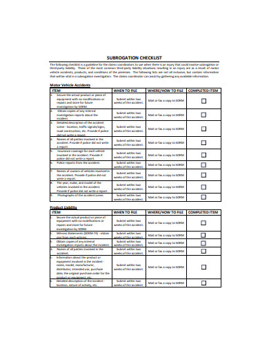 product liability checklist in pdf