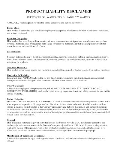 product liability disclaimer template1