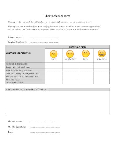professional client feedback form template