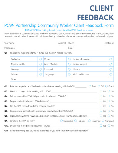 professional client feedback form in pdf