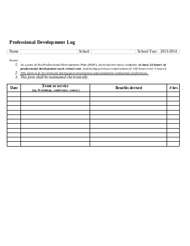 FREE 10+ Professional Development Log Templates in PDF | MS Word