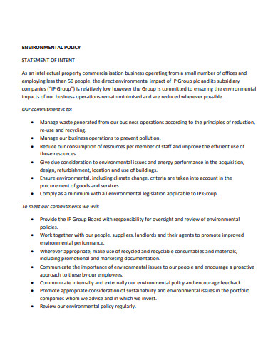 20+ Environmental Policy Statement Templates in PDF | DOC | Free ...