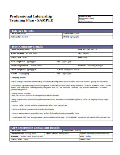 11  Internship Training Plan Templates in Doc Excel PDF