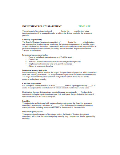professional-investment-policy-statement-template