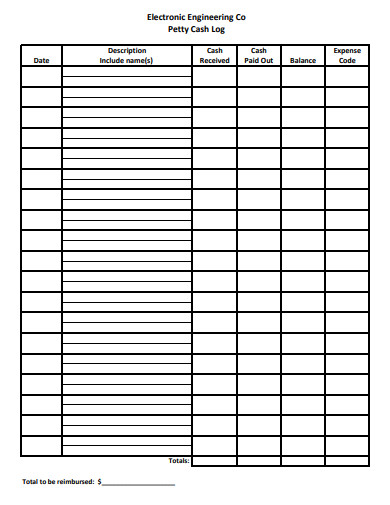 FREE 21+ Petty Cash Log Template in PDF | MS Word | XLS