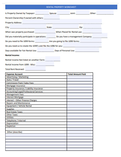 18+ Rental Property Worksheet Templates in PDF | Free & Premium Templates