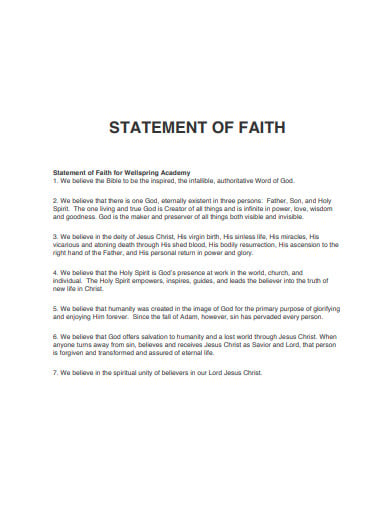personal statement of faith examples presbyterian