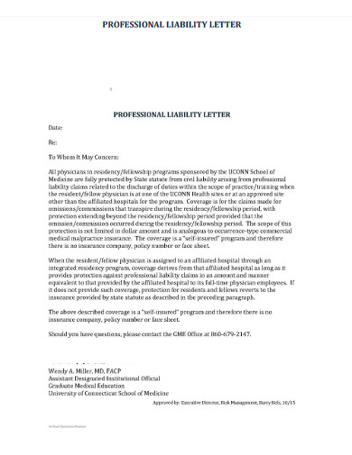 professional liability letter