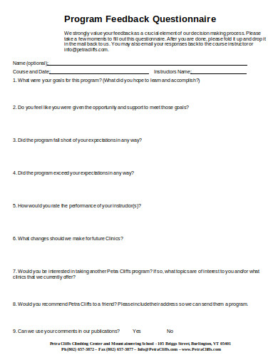 program-feedback-questionnaire-template