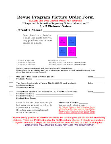 program picture order form in pdf