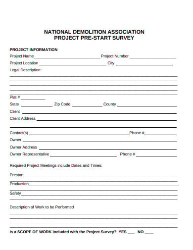 project pre start survey