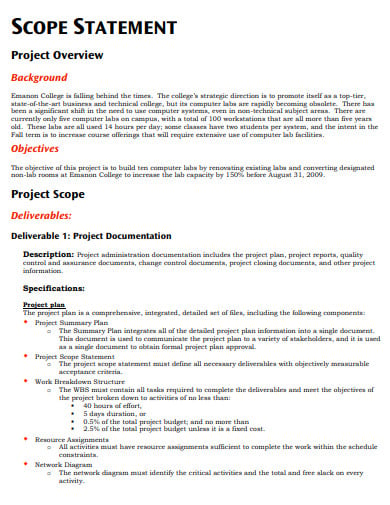 project scope statement template in pdf