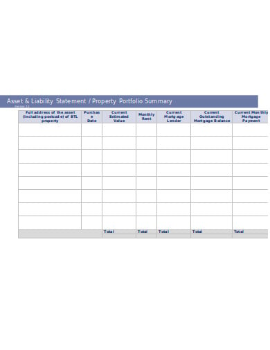 property assets and liabilities statement sample