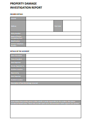 property damage investigation report template