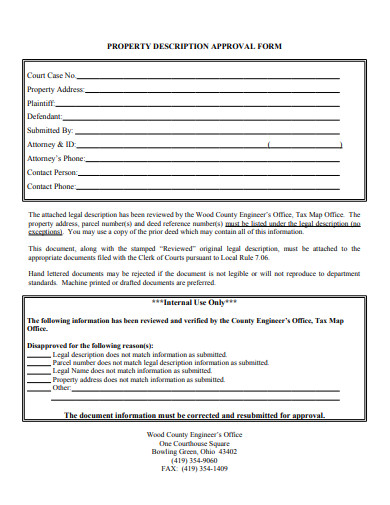 property description approval form