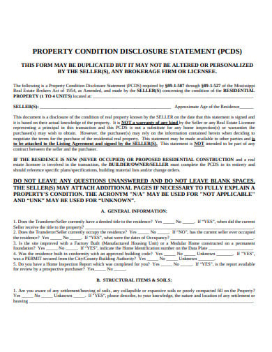 property disclosure statement template