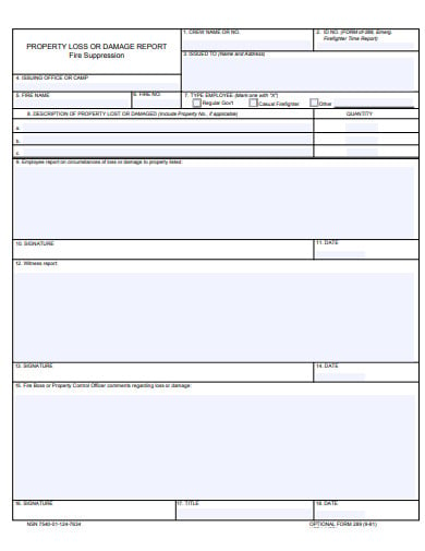 property fire damage report template