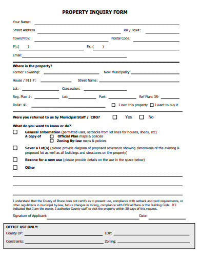 property inquiry form example