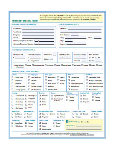 property listing form template