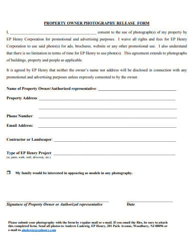 property owner photography release form