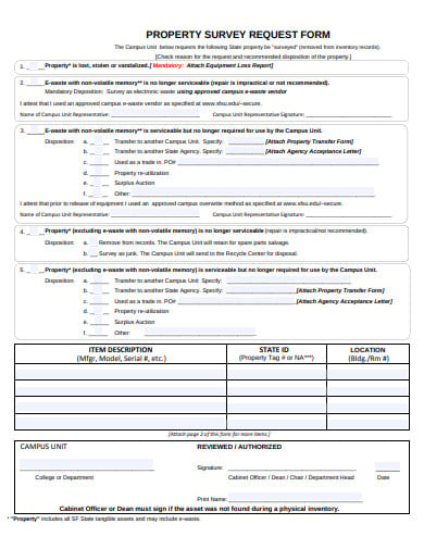 property survey request form