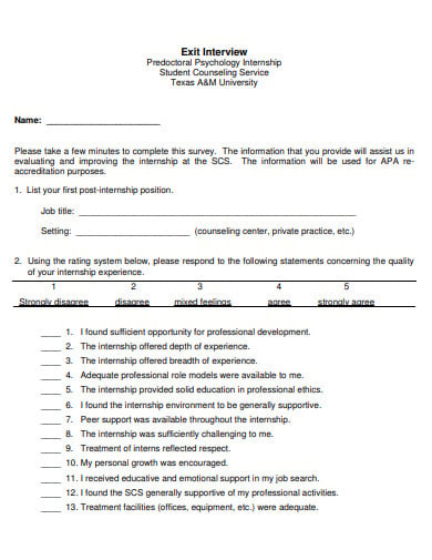psychology-student-internship-survey-template