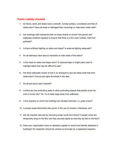 public liability checklist template1