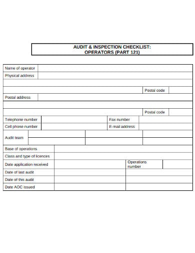 quality audit inspection checklist