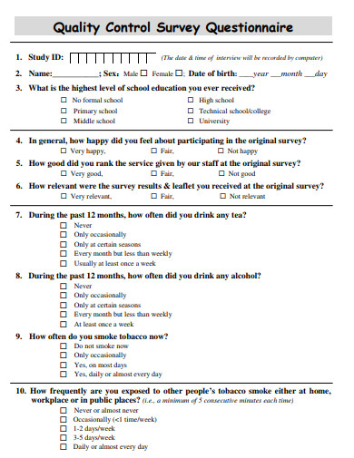 9+ Quality Survey Templates in PDF | DOC