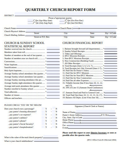 quarterly church report form template