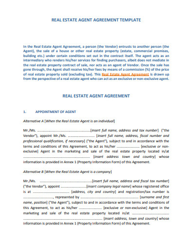 11+ FREE Real Estate Agent Agreement Templates in PDF
