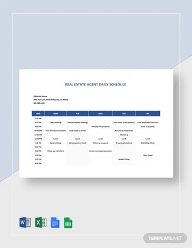 real-estate-agent-daily-schedule-template