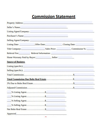 real-estate-commission-statement-template