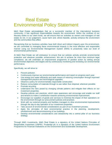 real estate environmental policy statement