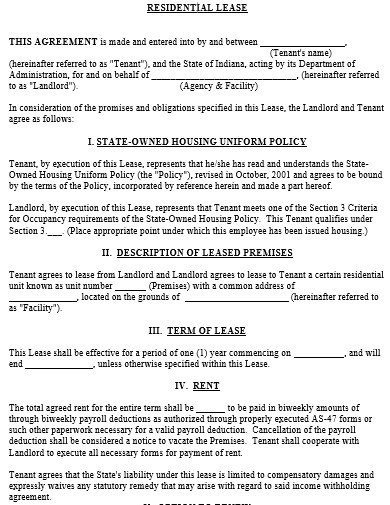 real estate housing lease agreement