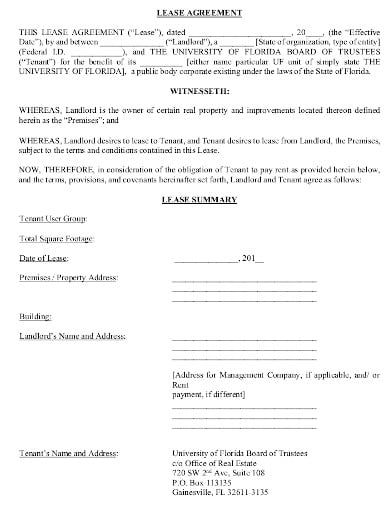 real estate lease agreement sample
