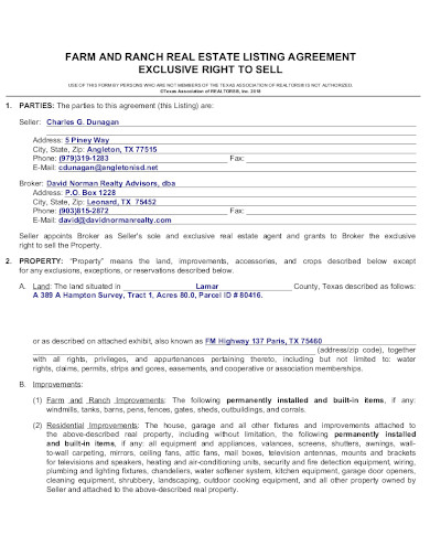 real estate listing agreement template