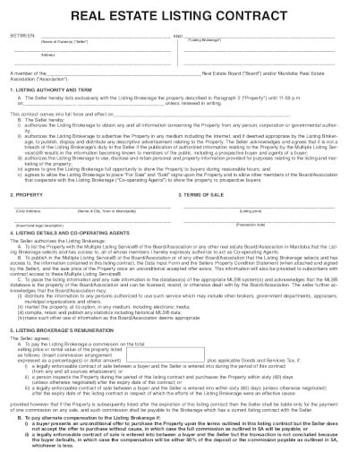 real estate listing contract in pdf